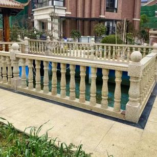 中山黄金麻花岗岩石材栏杆，扶手，将军柱，花瓶柱