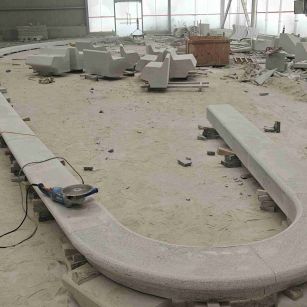 中山 芝麻白花岗岩弧形花坛石，坐凳石