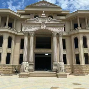 中山 黄金麻别墅外墙干挂，大柱，大象，蘑菇石，雕花板