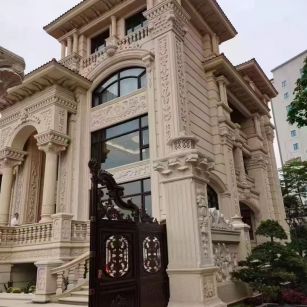 中山 黄金麻花岗岩别墅外墙干挂效果展示