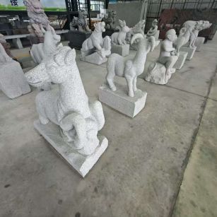 中山 芝麻白花岗岩造型立体雕刻——十二生肖