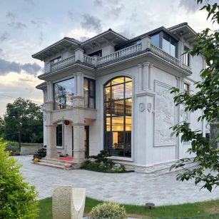 中山 白麻花岗岩私人别墅干挂石材豪华定制