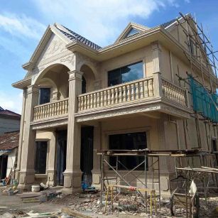 中山 黄金麻花岗岩石材私人别墅雕花门楼柱阳台栏杆