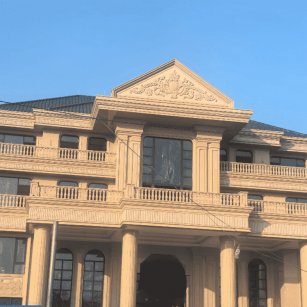 中山黄金麻别墅外墙干挂石材效果示例