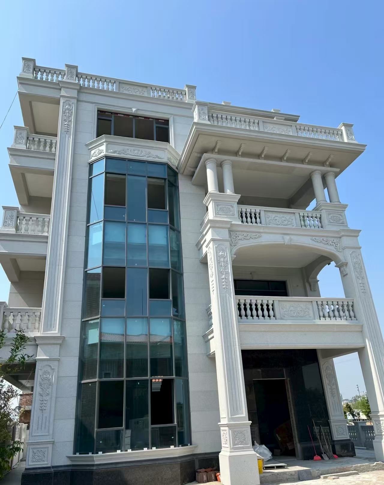 中山 白麻花岗岩别墅外墙干挂效果展示