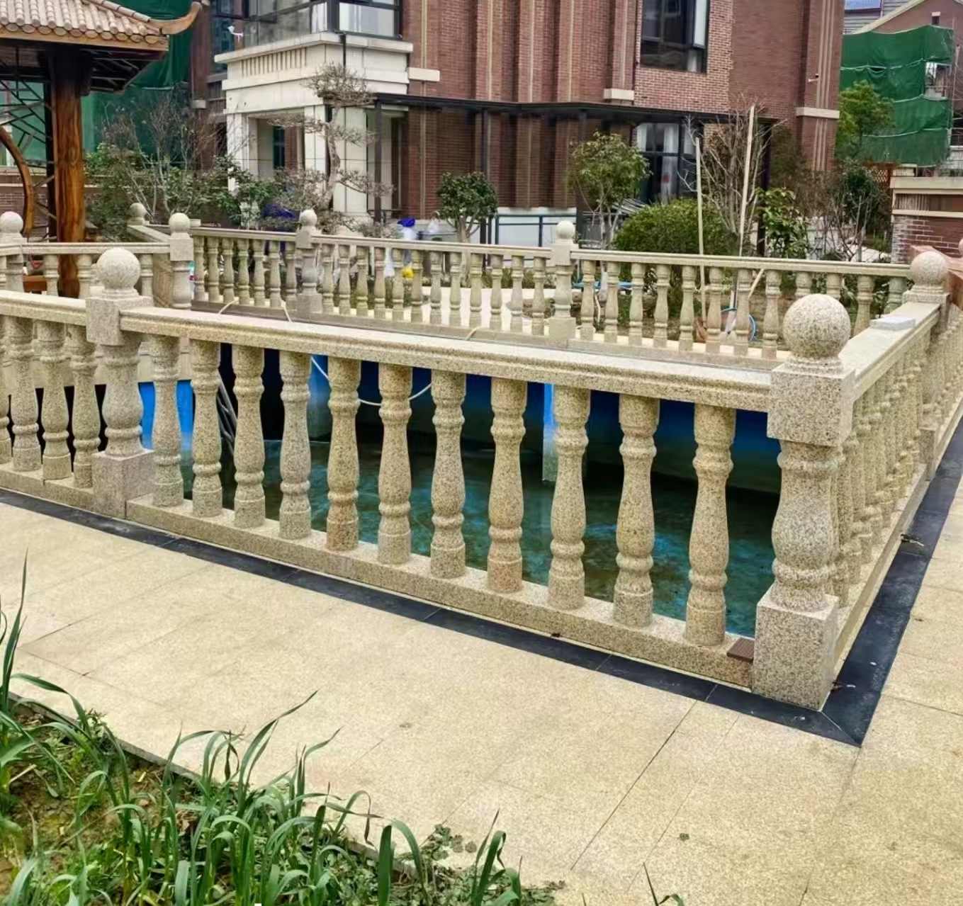 中山黄金麻花岗岩石材栏杆，扶手，将军柱，花瓶柱