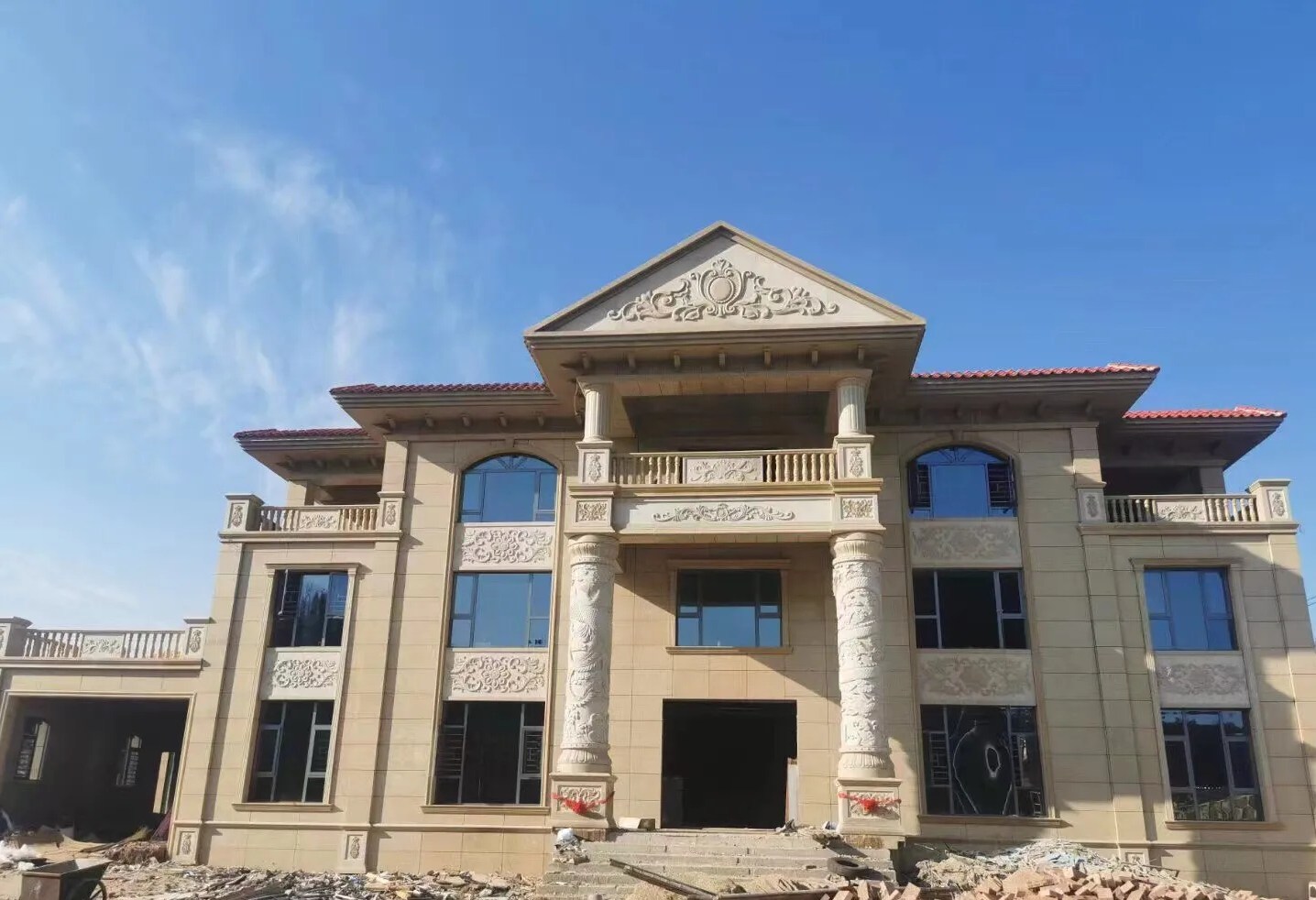 中山 黄金麻花岗岩别墅外墙干挂