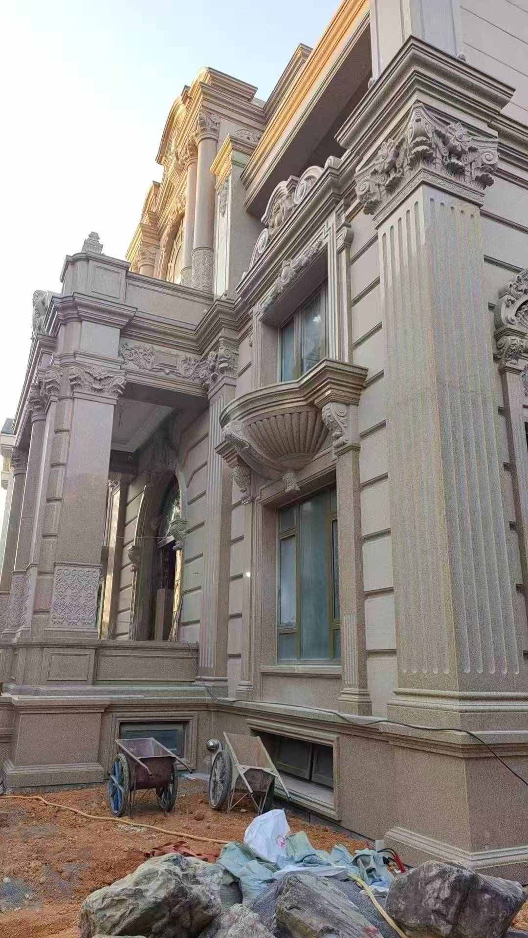 中山 黄金麻花岗岩光面别墅外墙干挂施工完成