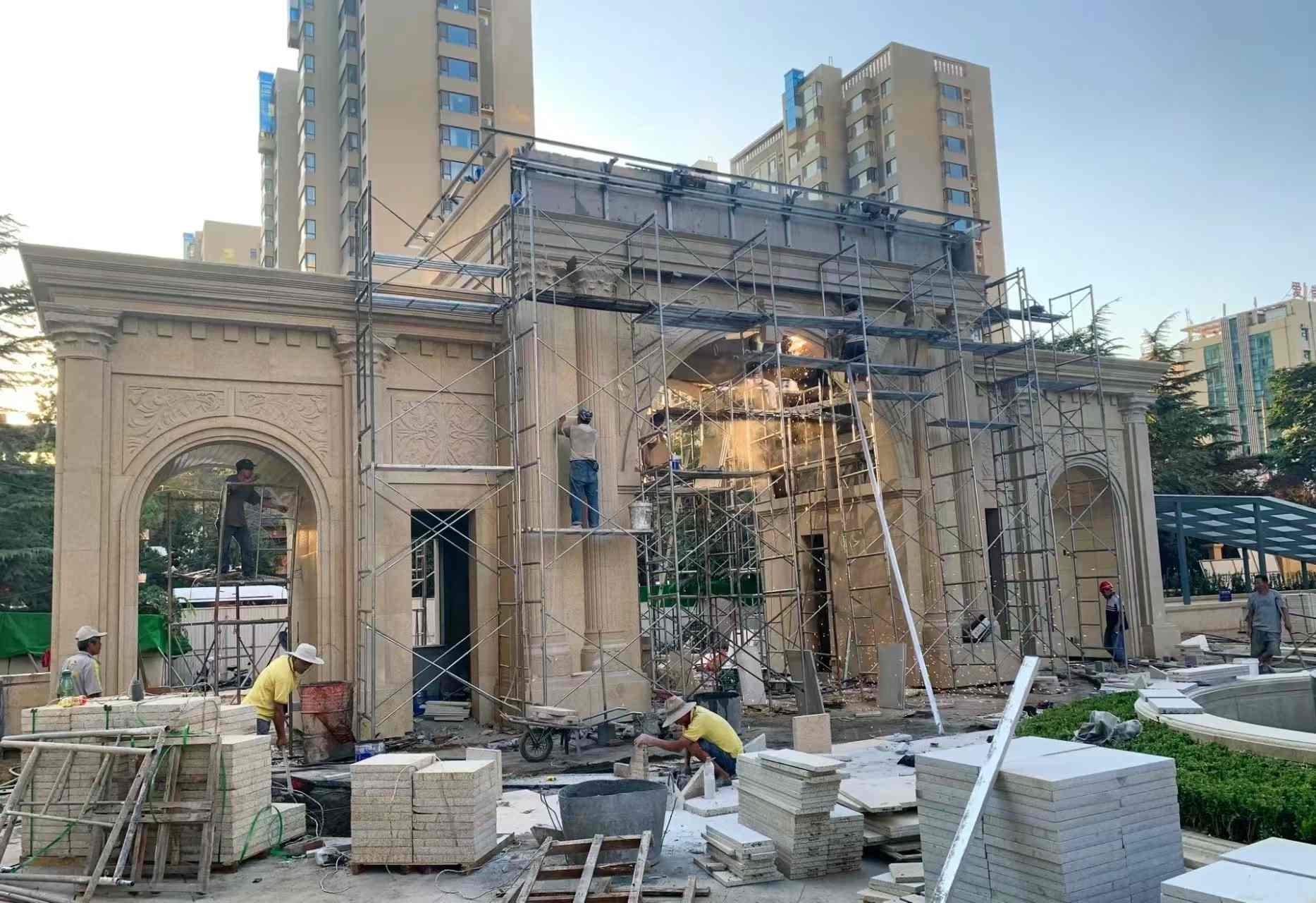 中山 黄金麻荔枝面花岗岩小区门楼外墙干挂